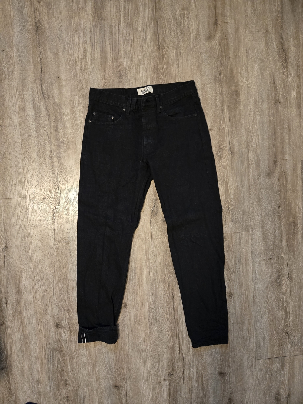 Naked & Famous Easy Guy Black Athletic Taper Men’s Jeans 100% cotton